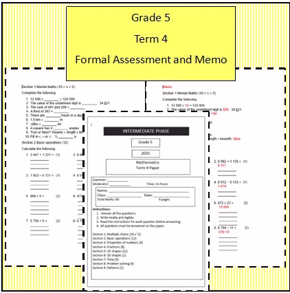 🏫Grade 5 Term 4 Mathematics assessment and memo🏫