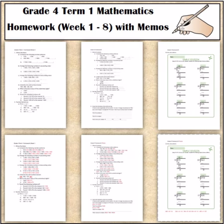 🏫Grade 4 Term 1 Mathematics Weekly Homework Sheets🏫