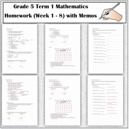 🏫Grade 5 Term 1 Mathematics Weekly Homework Sheets🏫